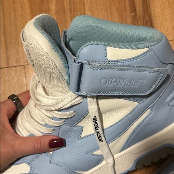 Off-White Out Of Office Mid Leather men Sneaker in White and Baby Blue 13 46 - Picture 11 of 11